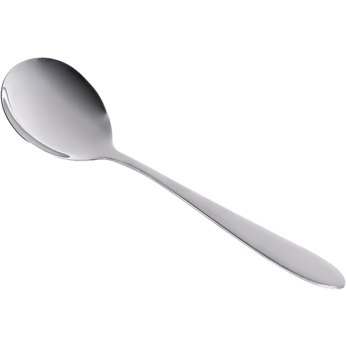 Single stainless steel soup spoon with an extra-wide round bowl and smooth handle, part of Kitchen & Food, Dinnerware, Soups, Best Sellers, and Promo Eligible collections.