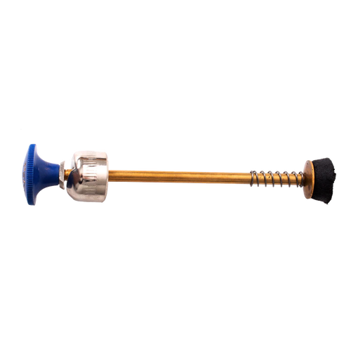 Replacement pump part with a brass shaft, blue plastic knob, and spring mechanism designed for lamps, featured in Lamps & Lighting, Parts and Accessories, and Best Sellers collections.
