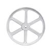 Aircraft aluminum 12-inch flywheel with six spokes and embossed lettering, designed as a replacement or upgrade part for grain mills in Farm, Garden & Tool and Kitchen & Food collections.