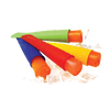 Set of four flexible, reusable silicone ice pop makers in yellow, red, blue, and green with slim, space-saving design resting on crushed ice, ideal for Kitchen & Food, Kitchen Gadgets, and Best Sellers collections.
