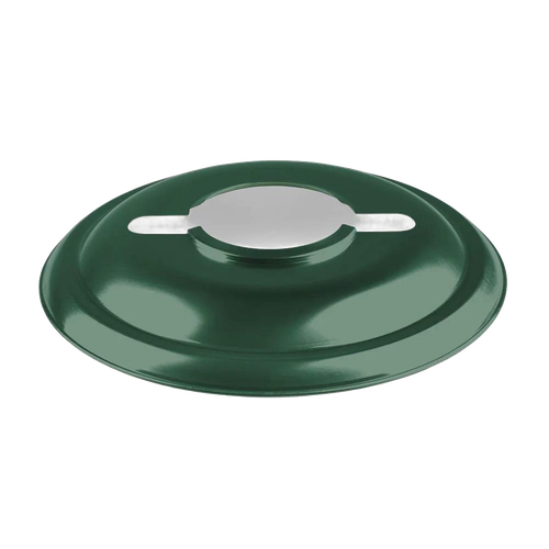 Handcrafted steel reflector shade in dark green, designed to direct light downward and reduce glare for oil lanterns, ideal for Lamps & Lighting and Emergency Supplies collections.