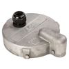 Aluminum well cap with a center access hole and nylon gripper, designed for standard 6-inch casings, serving as a durable pump mount in USA Made water pump and appliance collections.
