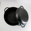 Black cast iron double Dutch oven with extra deep lid usable as skillet, handcrafted and made in USA, perfect for Kitchen & Food, Cookware, Cast Iron, USA Made, and Best Sellers collections.