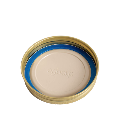Pack of twelve wide-mouth canning jar lids and bands with BluSeal™ adhesive for enhanced sealing strength, made in USA for Kitchen & Food, Food Preservation, and Canning collections.