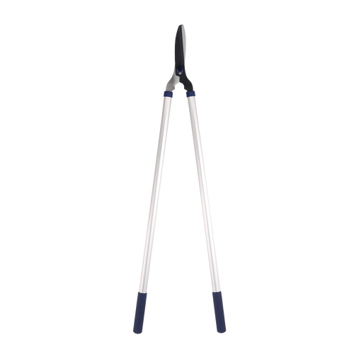 Long-handled lawn shears featuring 9-inch hardened carbon steel blades with rust-resistant coating, designed for comfortable garden and lawncare tasks, ideal for farm and garden use.