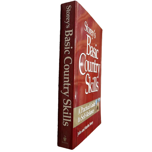 Hardcover book titled Basic Country Skills with a deep red cover, offering practical self-reliance guidance, featured in Books, Home and Garden How-To, and Heritage collections.