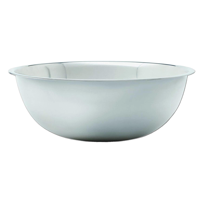 Extra large stainless steel mixing bowl with a smooth mirror finish, designed for handling big batches in baking and cooking, ideal for Kitchen & Food and Cookware collections.