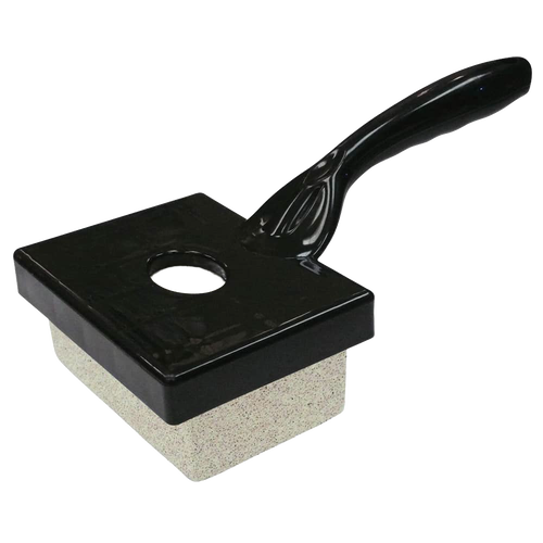 Black-handled cleaning tool with a thick rectangular pumice stone block, designed for efficient grill maintenance, ideal for Kitchen & Food and Kitchen Gadgets collections.