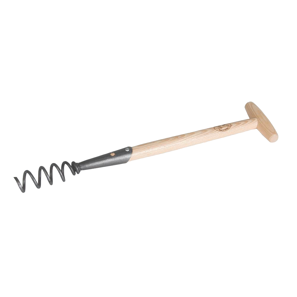 Durable corkscrew weeder with a hardwood handle and metal helix, designed for easy root removal, featured in Farm, Garden & Tool, Digging and Cultivating, Best Sellers, and Promo Eligible collections.