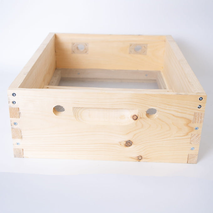 Handcrafted Amish-made natural wood hive topper designed for moisture control in beekeeping, featuring dovetail joints and ventilation, part of Farm, Garden & Tool collections.