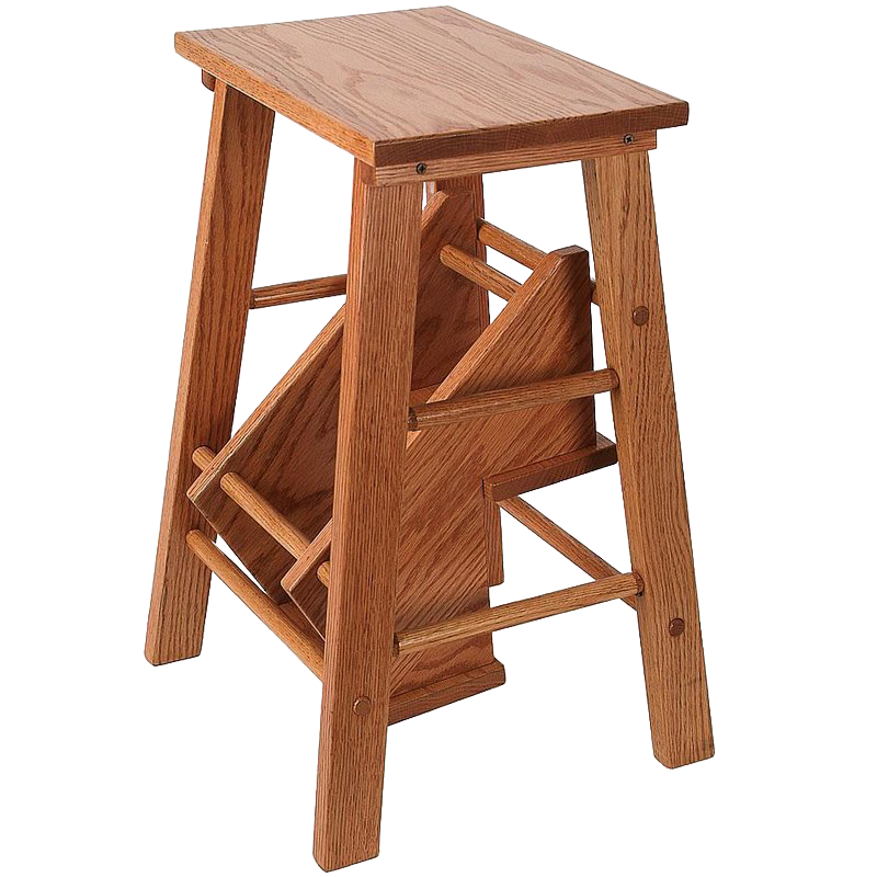 Handcrafted solid oak step stool with sturdy angled legs and smooth lacquered finish, ideal for indoor furniture, Home & Decor, USA Made, Amish Made, and Best Sellers collections.