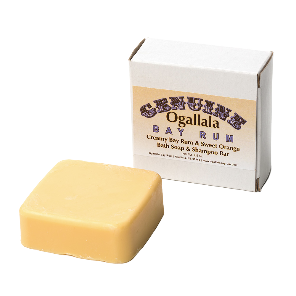 Handcrafted creamy bay rum and sweet orange bath soap and shampoo bar made in USA, featured in Health & Wellness, Grooming and Personal Hygiene, Soaps and Soapmaking, and Best Sellers collections.