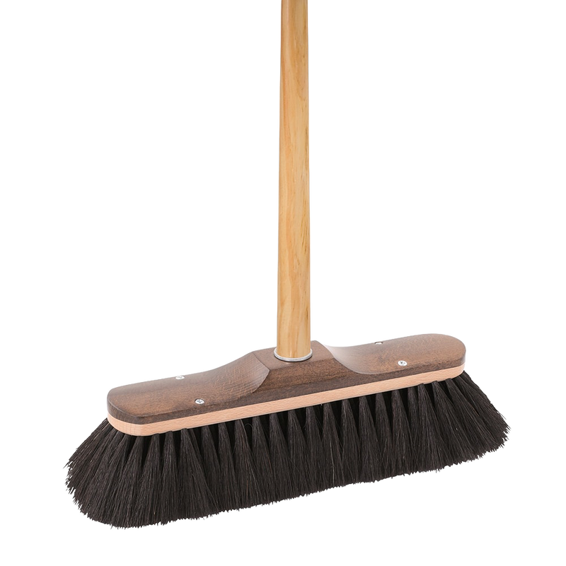 Handcrafted broom with soft horsehair bristles and a wooden handle, ideal for capturing fine dust indoors and outdoors, featured in Home & Decor, Household Cleaning, and Best Sellers collections.