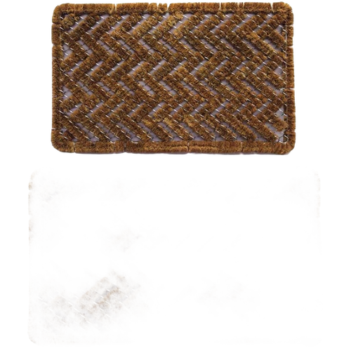 Rectangular bootscraper rug made with natural coconut fibers woven in a herringbone pattern, durable for removing dirt from footwear, part of Home & Decor and Best Sellers collections.