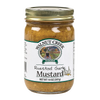 Glass jar of handcrafted roasted garlic mustard with vintage-style label and gold metal lid, made in USA, ideal for Kitchen & Food, Food, Pantry, USA Made, Best Sellers, Promo Eligible collections.