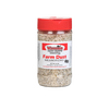 Clear plastic shaker bottle of Farm Dust seasoning with a red lid, handcrafted blend made in USA, perfect for Kitchen & Food, Pantry, and Best Sellers collections.