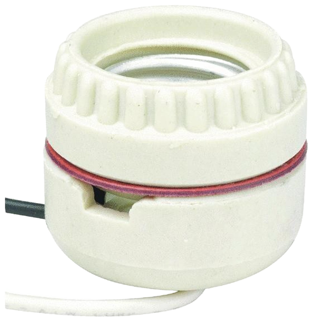 Handcrafted ceramic electric socket unit with wired connectors designed for electric conversion in lamps and lighting, ideal for emergency supplies and parts accessories.