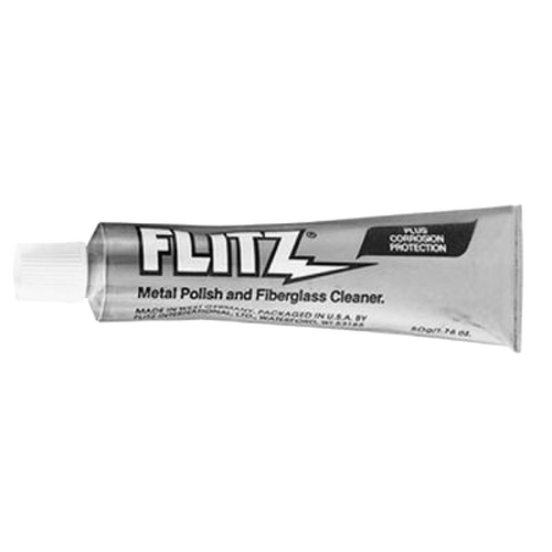 Tube of metal polish and fiberglass cleaner with a silver body and white cap, offering corrosion protection and made in the USA, featured in Stoves, Hearth Accessories, and USA Made collections.