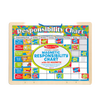 Handcrafted wooden magnetic chart with 90 colorful behavior and reward magnets, designed to encourage positive habits in indoor play for children’s toys and games collections.