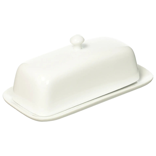 Classic white porcelain butter dish with a knob, handcrafted and suitable for everyday use, featured in Kitchen & Food, Specialty Equipment, Making Butter, Storage and Serving, Best Sellers, and Promo Eligible collections.