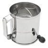 Handcrafted stainless steel flour sifter with 8-cup capacity and crank handle, designed for Kitchen & Food, Baking Supplies, and Cookware collections to aerate and break up lumps.