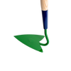 Handcrafted furrowing hoe with a sharp, green high-carbon steel blade and smooth hickory handle, designed for precise row-making and weeding in Farm, Garden & Tool and Amish Made collections.