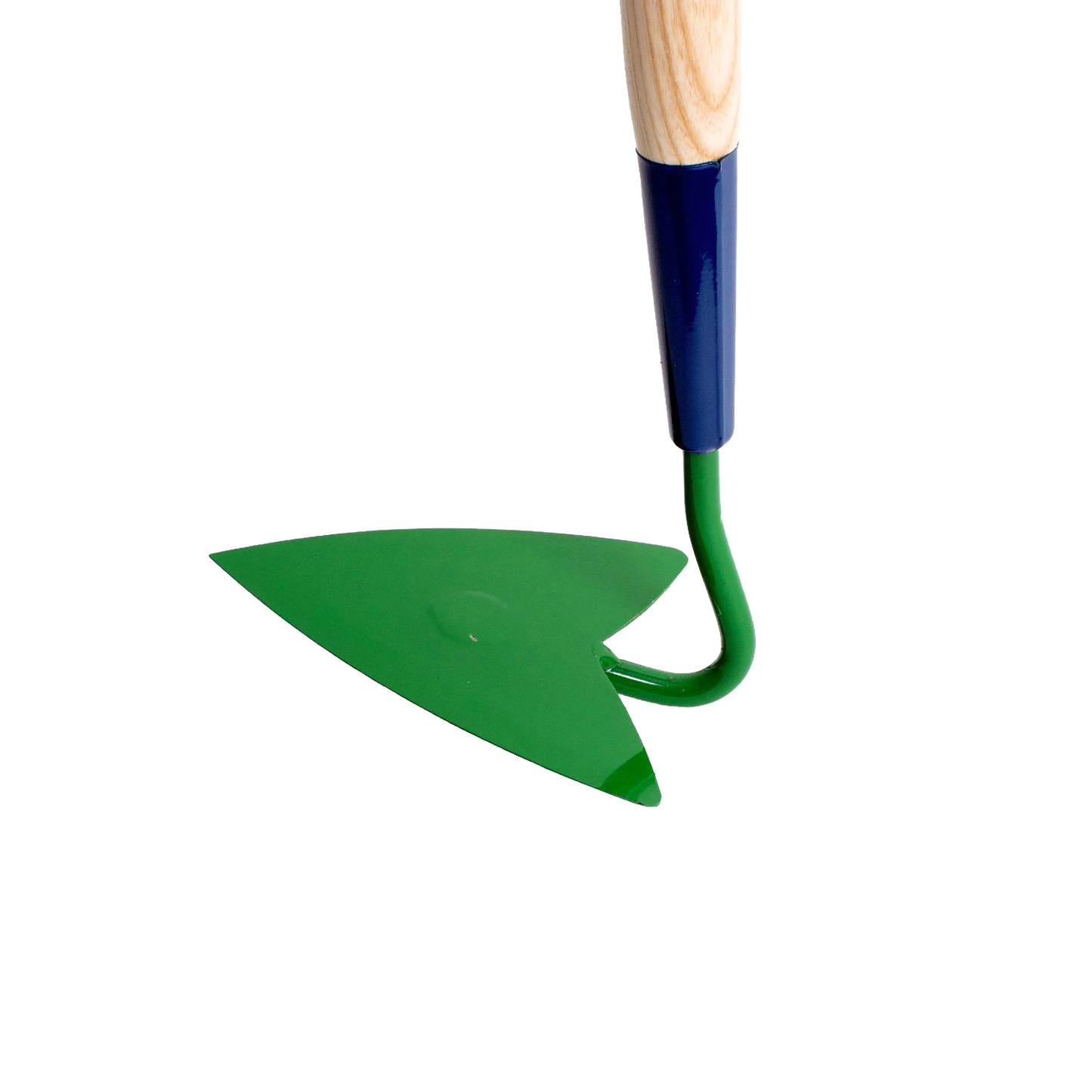 Handcrafted furrowing hoe with a sharp, green high-carbon steel blade and smooth hickory handle, designed for precise row-making and weeding in Farm, Garden & Tool and Amish Made collections.