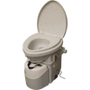 Compact composting toilet with a gray-granite molded design, stainless steel hardware, and user-friendly features, made in USA, ideal for Appliances and Composting Toilets collections.