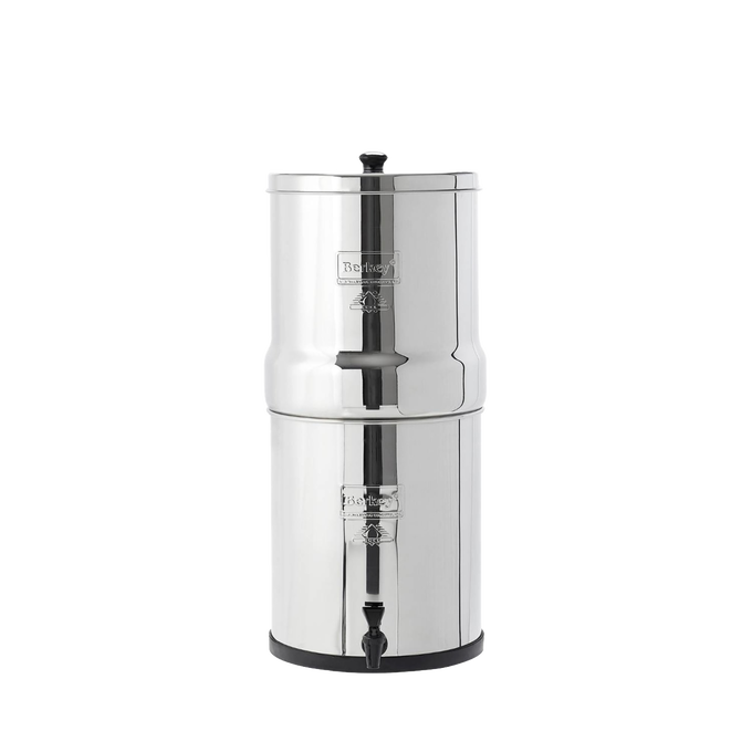 Polished stainless steel water filtration system with black purification elements, compact and versatile for home use, featured in Farm, Garden & Tool and Appliances collections.
