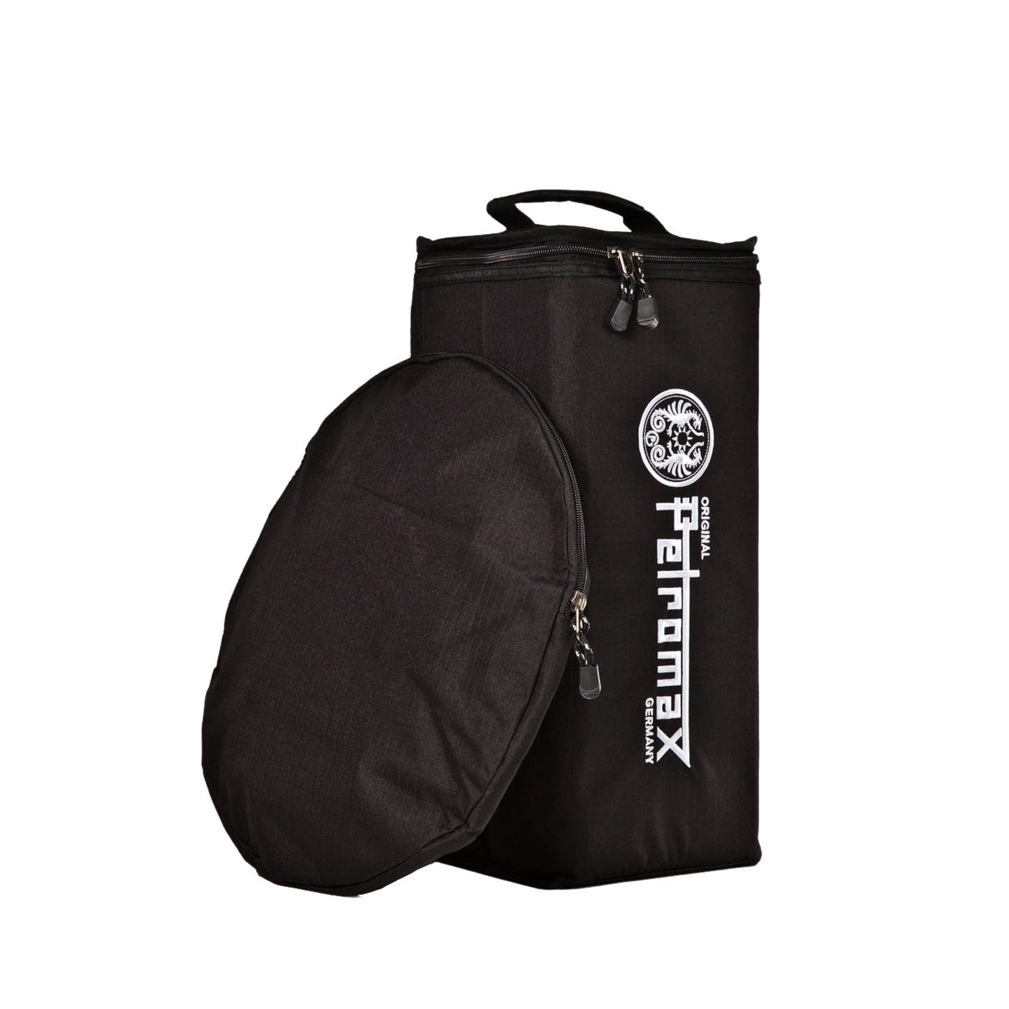 Durable black ripstop fiber transport bag with padded and reinforced walls, designed for secure storage of lamps and reflectors, ideal for camping and outdoor use.