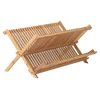 Foldable bamboo dish drying rack with slatted design for improved airflow and faster drying, crafted from natural bamboo, ideal for kitchen accessories and home decor collections.