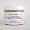 Round jar of handcrafted all-natural plantain salve with white label detailing usage and ingredients, perfect for Health & Wellness, Amish Made, USA Made, and Best Sellers collections.