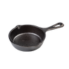 Small pre-seasoned cast iron skillet with handle and pouring spouts, ideal for kitchen and food cookware, cast iron, and cooking accessories collections.