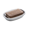 Brushed stainless steel soap dish with removable top piece designed to keep soap dry, ideal for Health & Wellness, Home & Decor, Soaps, and Household Helpers collections.