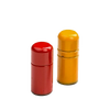 Pair of enamel-coated metal peening jigs in bright red and yellow, each measuring 2 by 4 inches and weighing 2 pounds, handcrafted for farm and garden use, featured in Best Sellers and Promo Eligible collections.