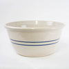 Handcrafted 16-inch stoneware mixing bowl with blue stripe design, made in USA, durable and ideal for Kitchen & Food, Cookware, Baking Supplies, and Storage and Serving collections.