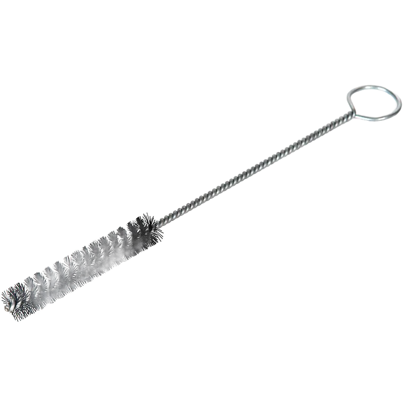 Twisted wire brush with dense black bristles and looped handle, designed for cleaning tapping spiles, ideal for Farm, Garden & Tool, Orchard and Grove, and Maple Syrup Sugaring Supplies collections.
