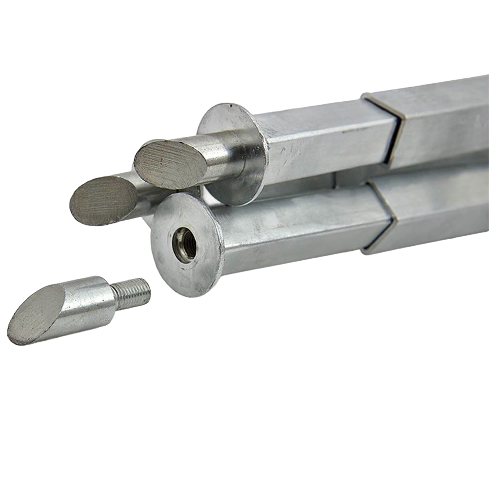 Close-up of metal cooking tripod legs with detachable screw, crafted for outdoor use, featured in Farm, Garden & Tool, Camping, Best Sellers, and Promo Eligible collections.