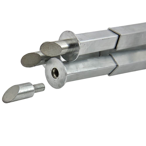 Close-up of metal cooking tripod legs with detachable screw, crafted for outdoor use, featured in Farm, Garden & Tool, Camping, Best Sellers, and Promo Eligible collections.