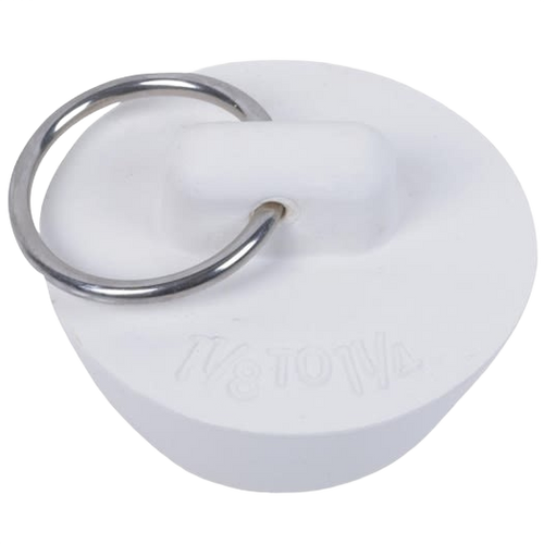 White rubber drain plug with attached metal ring, designed for reliable sealing, featured in Home & Decor, Laundry Supplies, Washers and Wash Day Accessories, Best Sellers, and Promo Eligible collections.