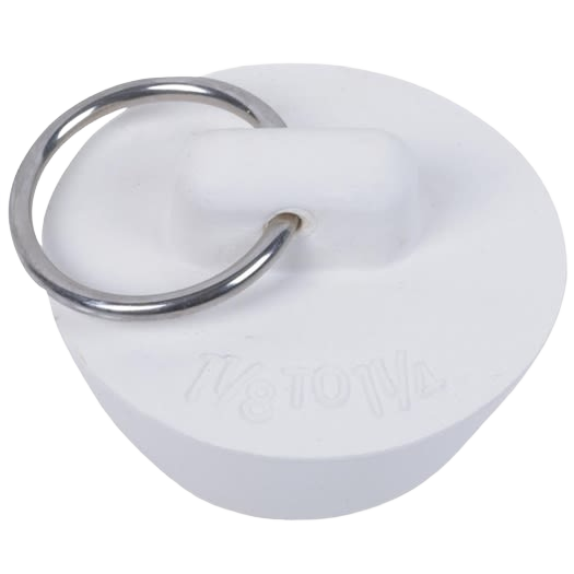 White rubber drain plug with attached metal ring, designed for reliable sealing, featured in Home & Decor, Laundry Supplies, Washers and Wash Day Accessories, Best Sellers, and Promo Eligible collections.