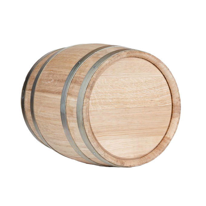 Handcrafted 5-gallon wooden keg with steel bands, featuring a toasted interior for brewing, made in USA, suitable for Home & Decor, Farm, Garden & Tool, and Homesteading collections.