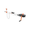 Remote crank feed attachment with sturdy metal frame and ergonomic handles, designed for comfortable sawing in wood cutting, farm, and garden tool applications.