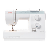 Compact white mechanical sewing machine with stitch selection dial and adjustable settings, ideal for sewing and quilting projects in home and garden collections.