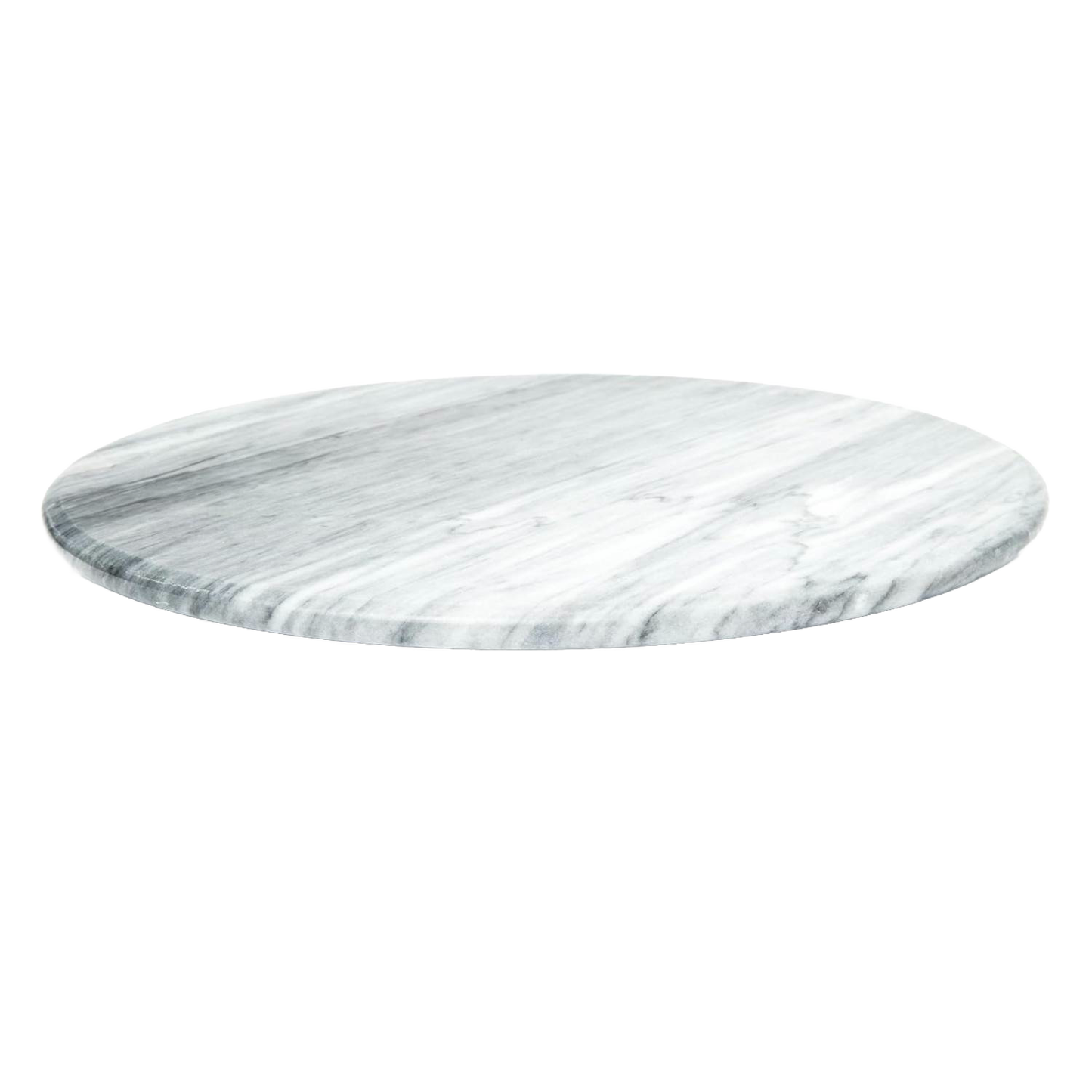Polished white marble turntable with smooth surface and subtle gray veining, designed to keep condiments accessible and organized in Kitchen & Food, Dinnerware, and Best Sellers collections.