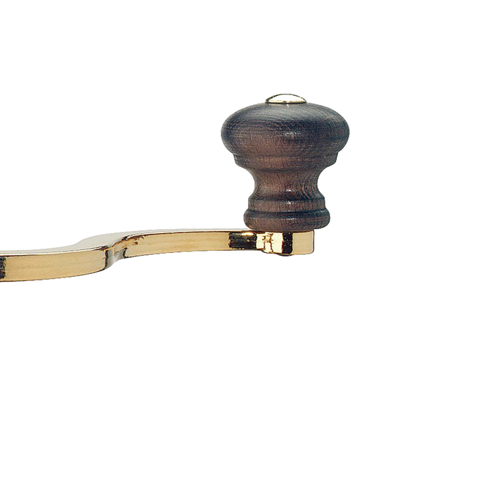 Wooden top-crank handle with polished metal arm, handcrafted for manual grinding in Farm, Garden & Tool, Kitchen & Food, Brewing Coffee and Tea, Best Sellers, and Homesteading collections.