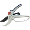 Geared anvil pruning shears with silver metal handles and black cutting blade, designed for easier pruning of woody branches, featured in Farm, Garden & Tool and Lawncare collections.