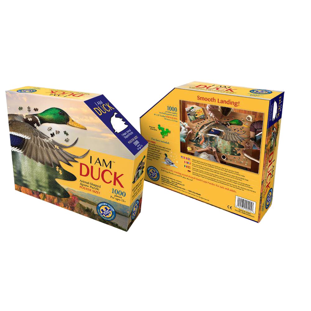 Distinctively shaped 1000-piece duck puzzle featuring interlocking pieces and fun facts, part of Toys, Books & Games, Children's Toys, Games and Puzzles, and Best Sellers collections.