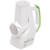 Compact electric kitchen gadget with white and green plastic body designed for easy slicing and shredding of vegetables and more, featured in Kitchen & Food and Food Prep collections.