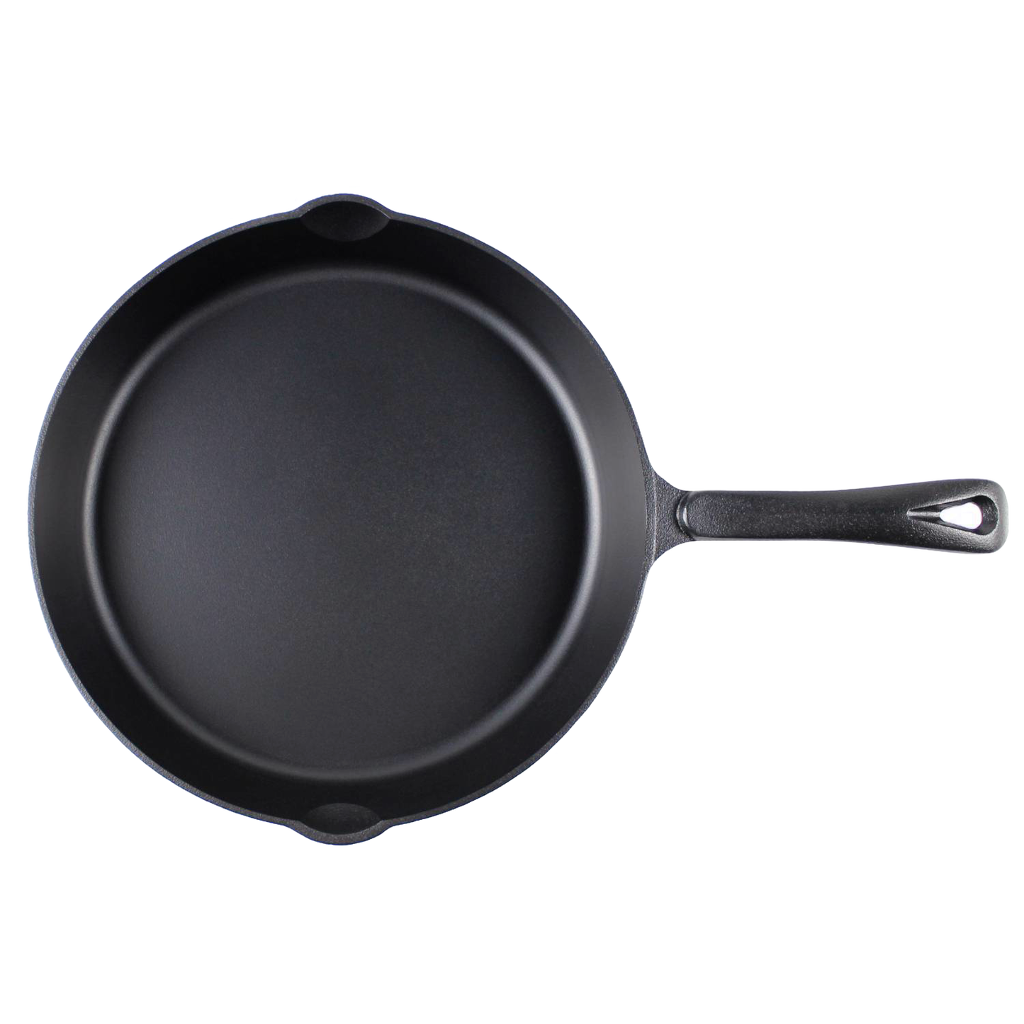 Handcrafted nitrogen-hardened cast iron skillet with smooth, stick-resistant surface and dual pouring spouts, designed for long-lasting use in Kitchen & Food, Cookware, Cast Iron, Best Sellers, and Promo Eligible collections.